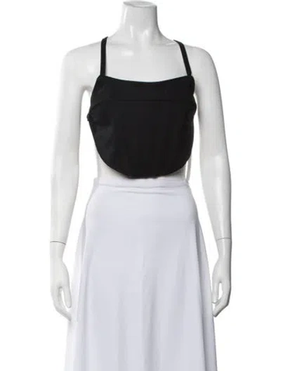 Pre-owned Rosetta Getty Square Neckline Sleeveless Crop Top In Black