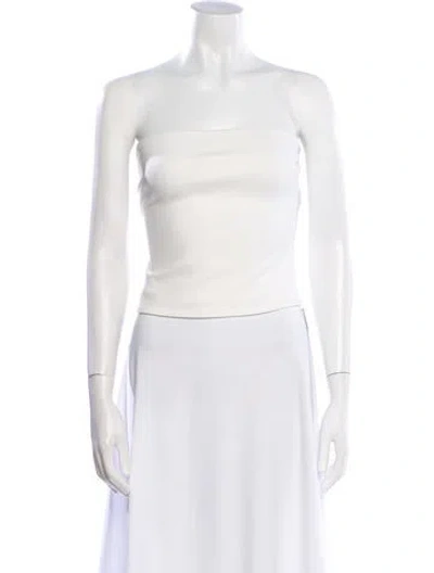 Pre-owned Rosetta Getty Strapless Crop Top In White