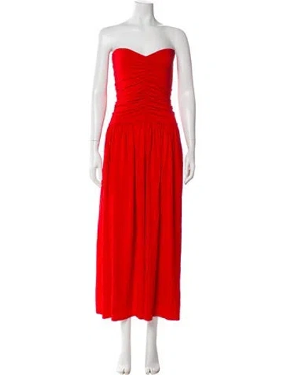 Pre-owned Rosetta Getty Strapless Long Dress In Red