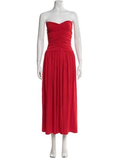 Pre-owned Rosetta Getty Strapless Long Dress In Red