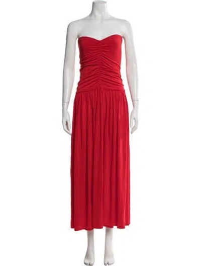Pre-owned Rosetta Getty Strapless Long Dress In Red