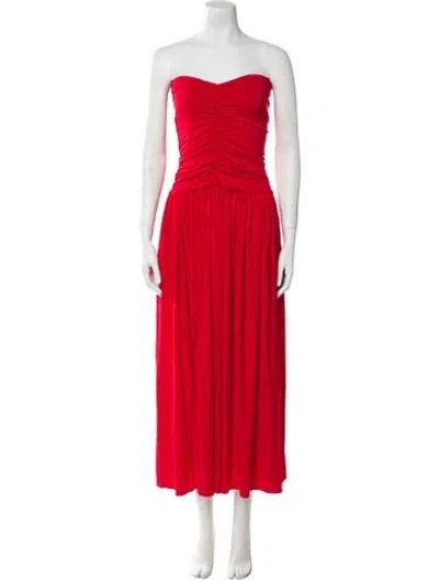 Pre-owned Rosetta Getty Strapless Midi Length Dress In Red