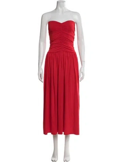 Pre-owned Rosetta Getty Strapless Midi Length Dress In Red