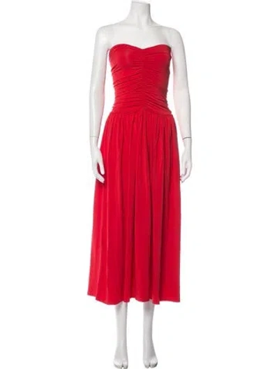 Pre-owned Rosetta Getty Strapless Midi Length Dress In Red