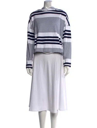 Pre-owned Rosetta Getty Striped Crew Neck Sweater In White