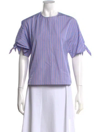 Pre-owned Rosetta Getty Striped Crew Neck Top In Blue