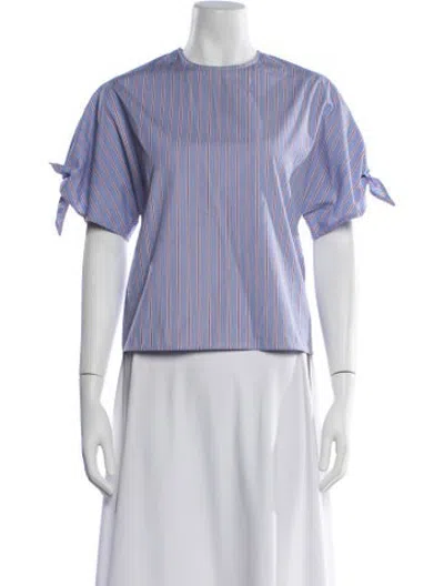 Pre-owned Rosetta Getty Striped Crew Neck Top In Blue/white