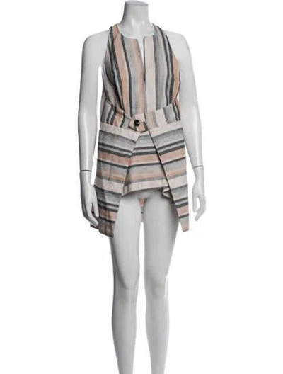 Pre-owned Rosetta Getty Striped Halterneck Top In Neutral