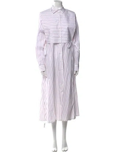 Pre-owned Rosetta Getty Striped Long Dress In White