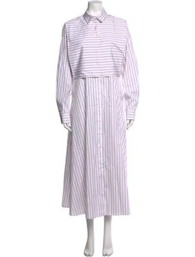 Pre-owned Rosetta Getty Striped Long Dress In White