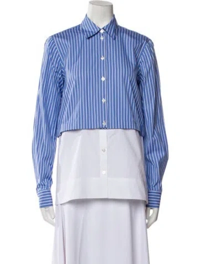 Pre-owned Rosetta Getty Striped Long Sleeve Button-up Top In Blue