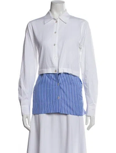 Pre-owned Rosetta Getty Striped Long Sleeve Top W/ Tags In White