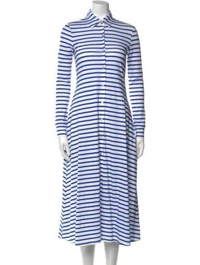 Pre-owned Rosetta Getty Striped Midi Length Dress W/ Tags In White