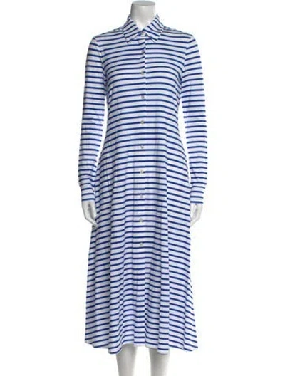 Pre-owned Rosetta Getty Striped Midi Length Dress W/ Tags In White