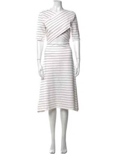 Pre-owned Rosetta Getty Striped Midi Length Dress In White