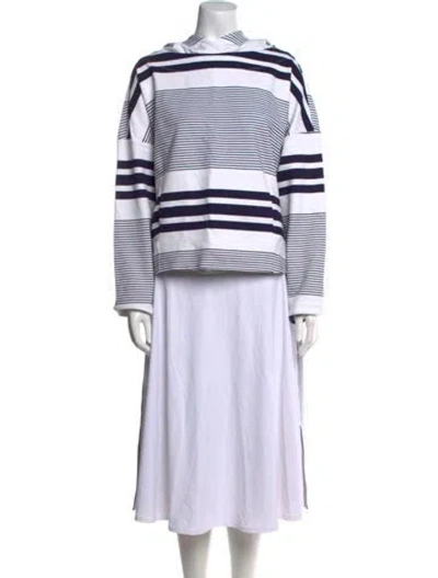 Pre-owned Rosetta Getty Striped Mock Neck Sweatshirt In White
