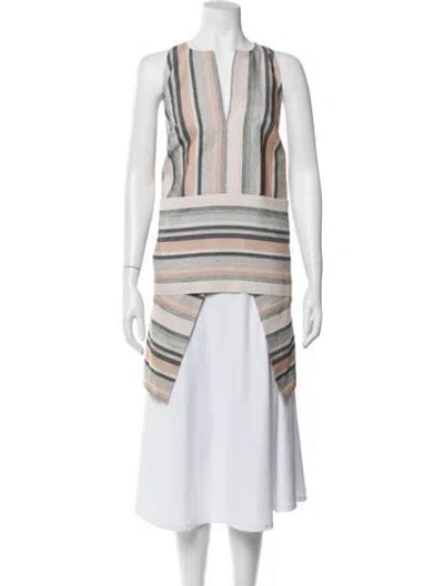 Pre-owned Rosetta Getty Striped Scoop Neck Top In White