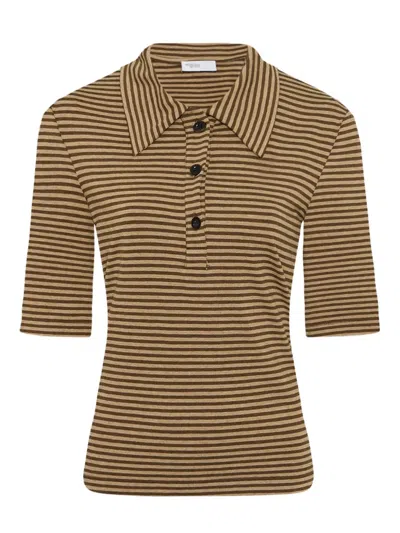 Rosetta Getty Striped Short-sleeve Polo Top