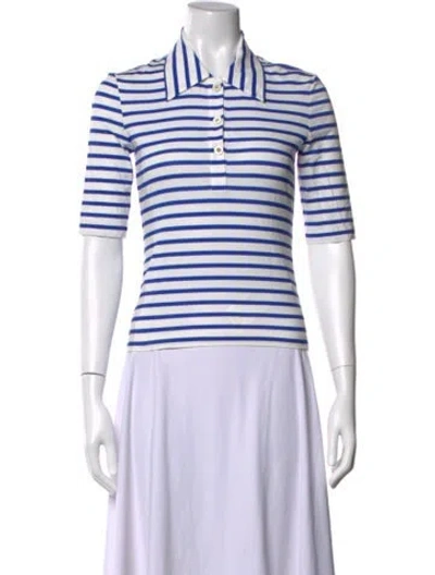 Pre-owned Rosetta Getty Striped Short Sleeve Polo In White