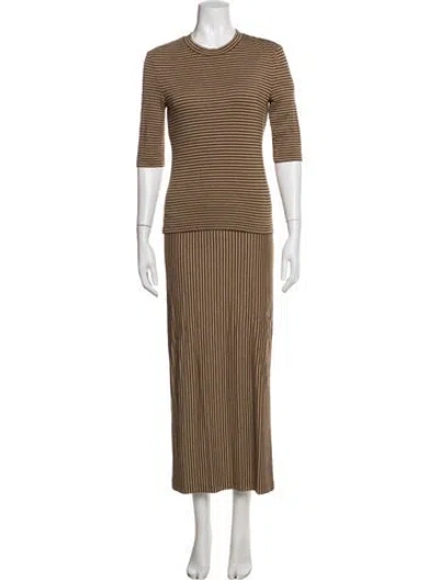Pre-owned Rosetta Getty Striped Skirt Set In Brown