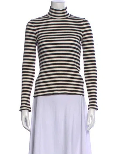 Pre-owned Rosetta Getty Striped Turtleneck Top In Neutral