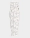 Rosetta Getty Striped Twisted Cotton Poplin Maxi Skirt In Whiteblue