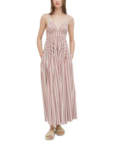 ROSETTA GETTY STRIPED V NECK MAXI DRESS
