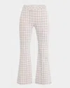 ROSETTA GETTY STRIPED WINDOWPANE KICKFLARE CROP PULL-ON PANTS