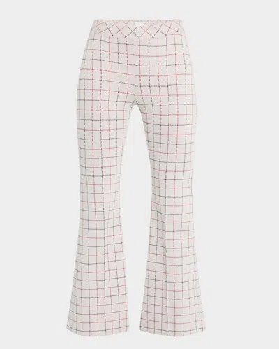 Rosetta Getty Striped Windowpane Kickflare Crop Pull-on Pants In Navyred