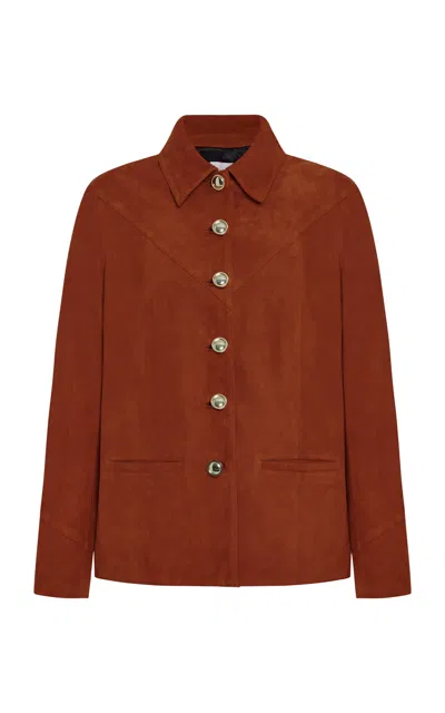 Rosetta Getty Suede Shirt Jacket In Brown