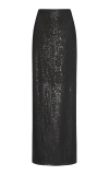 Rosetta Getty Tapered Sequined-chiffon Maxi Skirt In Black