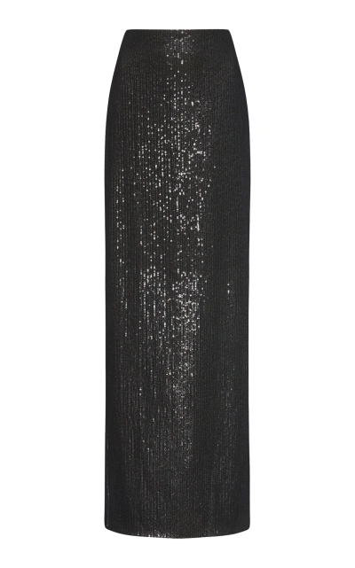 Rosetta Getty Tapered Sequined-chiffon Maxi Skirt In Black