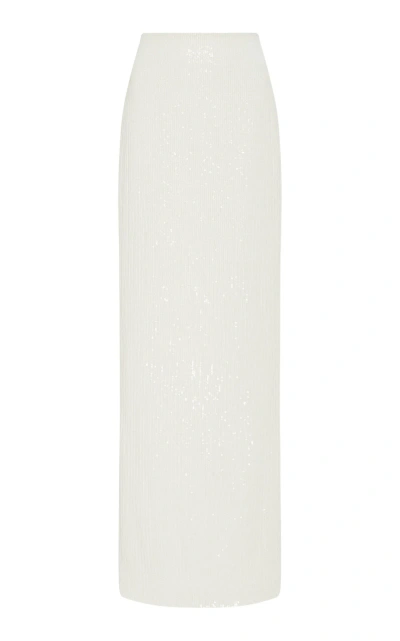 Rosetta Getty Tapered Sequined-chiffon Maxi Skirt In White