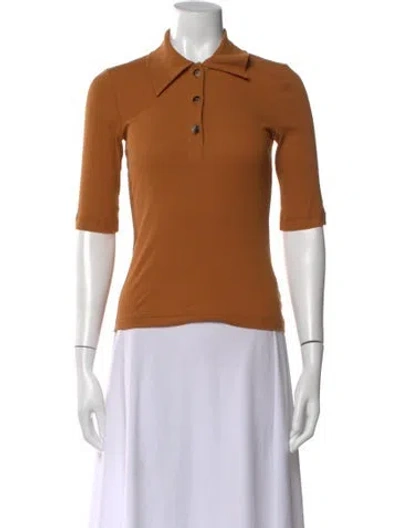 Pre-owned Rosetta Getty Three-quarter Sleeve Polo W/ Tags In Brown