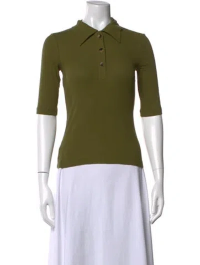 Pre-owned Rosetta Getty Three-quarter Sleeve Polo W/ Tags In Green