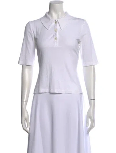 Pre-owned Rosetta Getty Three-quarter Sleeve Polo In White