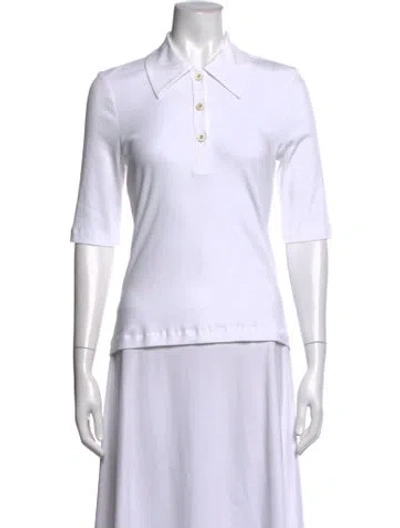 Pre-owned Rosetta Getty Three-quarter Sleeve Polo In White