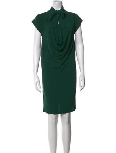 Pre-owned Rosetta Getty Tie Neck Knee-length Dress In Green