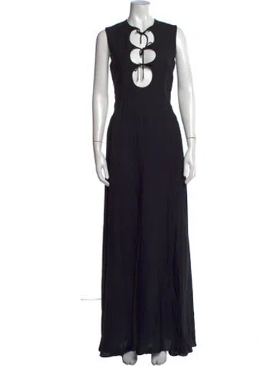 Pre-owned Rosetta Getty Tie Neck Long Dress In Black