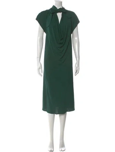 Pre-owned Rosetta Getty Tie Neck Midi Length Dress In Green