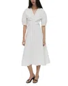 Rosetta Getty Torqued Short Sleeve Dress In White