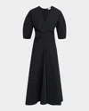 Rosetta Getty Torqued Short-sleeve Midi Dress In Black