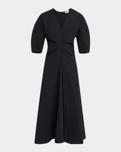 Rosetta Getty Torqued Short-sleeve Midi Dress In Black
