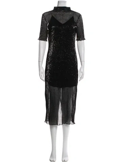 Pre-owned Rosetta Getty Turtleneck Long Dress In Black