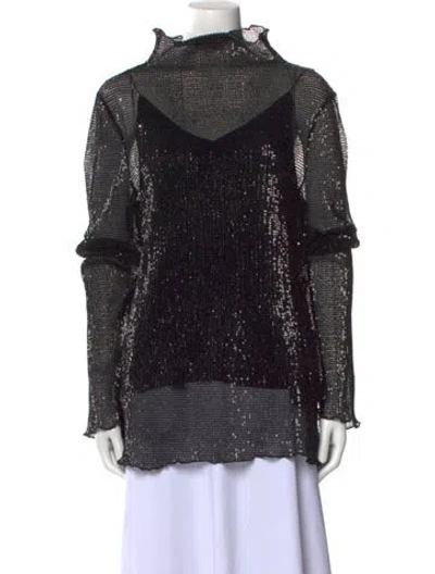 Pre-owned Rosetta Getty Turtleneck Long Sleeve Blouse W/ Tags In Black
