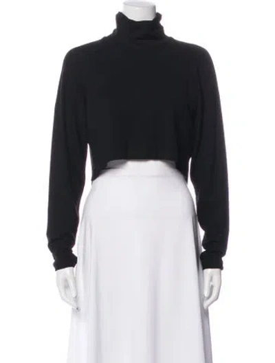 Pre-owned Rosetta Getty Turtleneck Long Sleeve Crop Top In Black