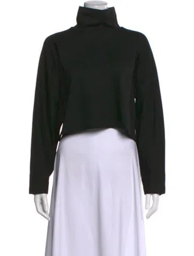Pre-owned Rosetta Getty Turtleneck Long Sleeve Crop Top In Black