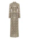 Rosetta Getty Turtleneck Sequin Maxi Dress In Gray