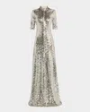 Rosetta Getty Zip-up High-neck Gown In Silver