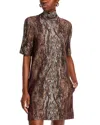 Rosetta Getty Mock-neck Shift Dress In Brown